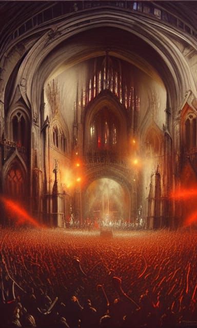 Gothic Hard Rock Concert in Hellish Cathedral: Detailed Pain...