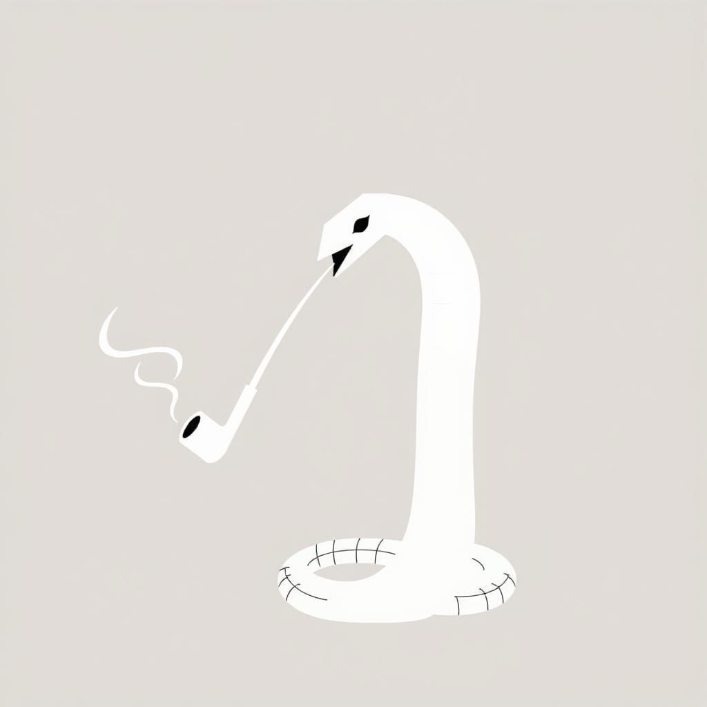 Geometric Serpent in Monochromatic Op Art Style