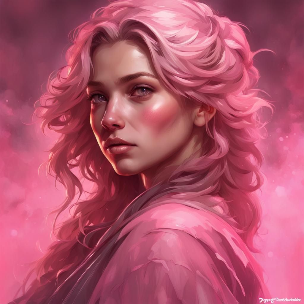 Pretty Pink Girl: Hyperdetailed Portrait in Triadic Colors