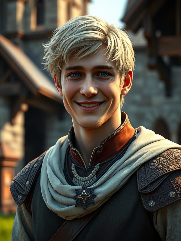 Knightly Groom Smiles at Fantasy Wedding