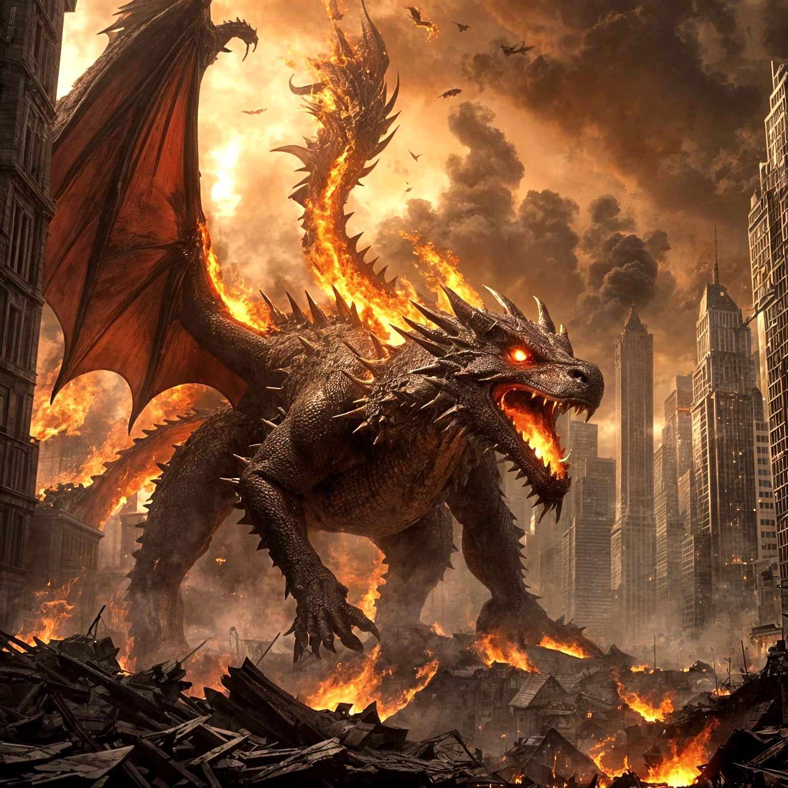 Dragon's Fiery Breath Destroys City