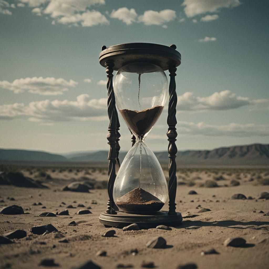 Dramatic Hourglass in Cinematic Film Still