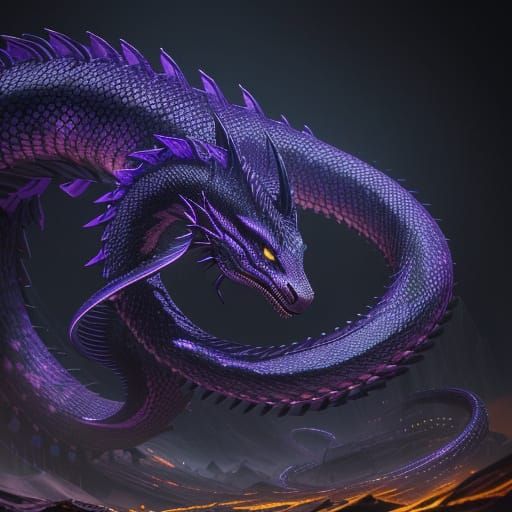 Epic Serpent Unveiled in Shimmering Violet and Gold