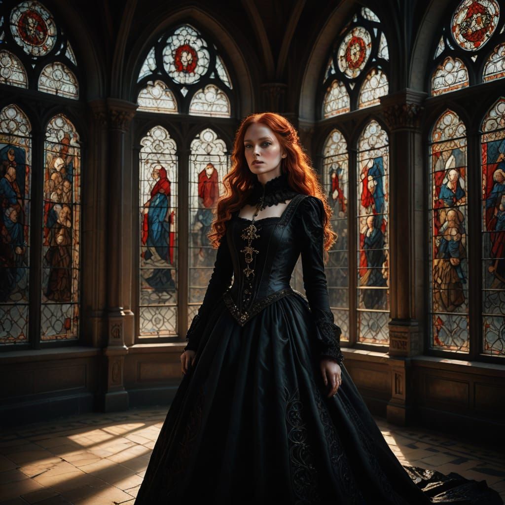 Ethereal Gothic Beauty in Medieval Splendor