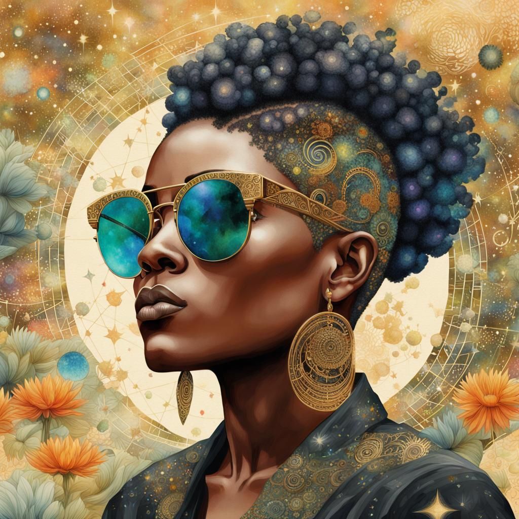 Kaleidoscopic Mohawk Hairstyle in Watercolor and Ink