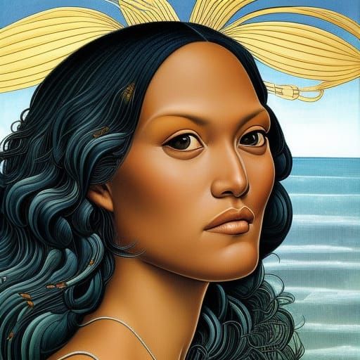 Polynesian Woman Portrait in Renaissance Style