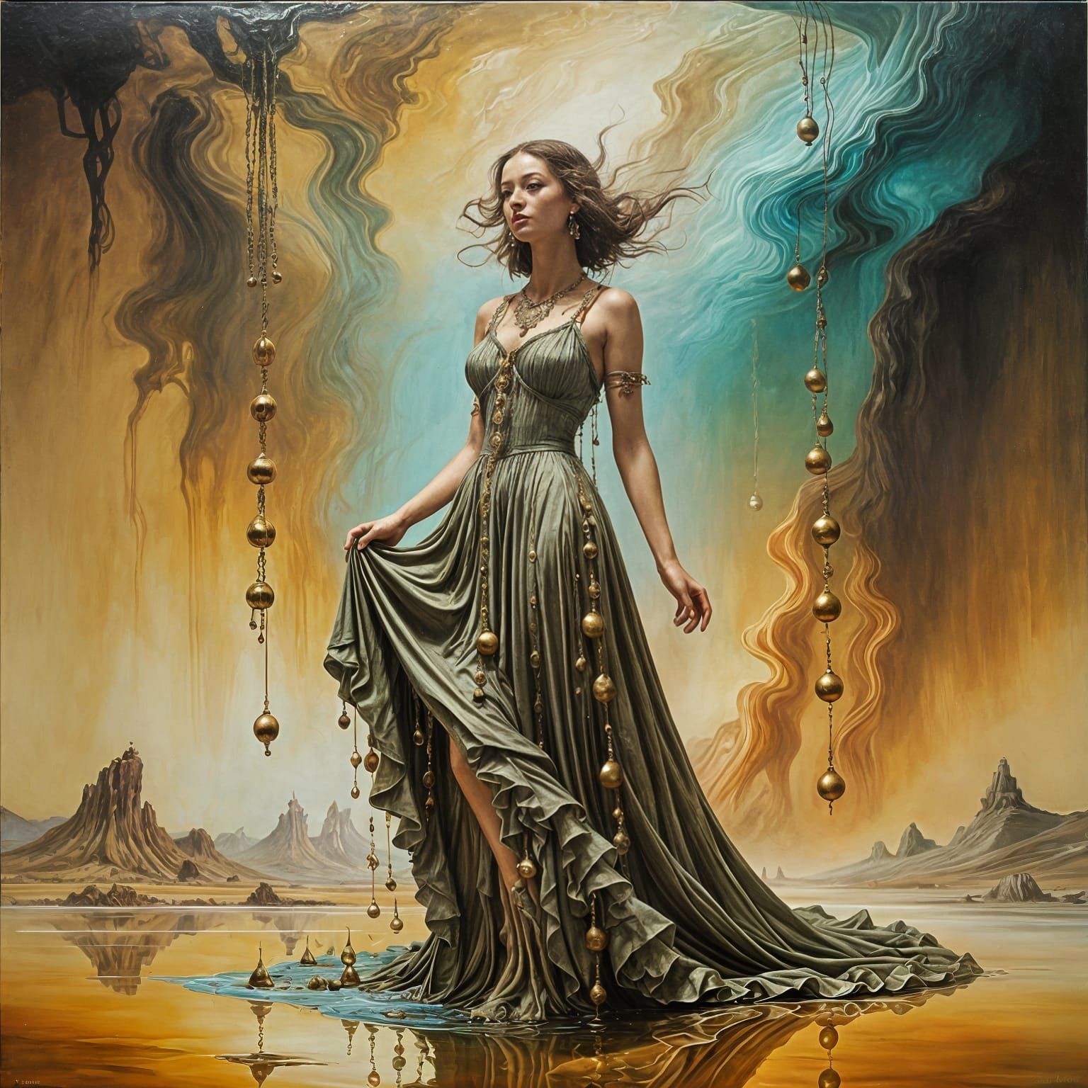 Surreal Goddess Emerging from a Desert Oasis