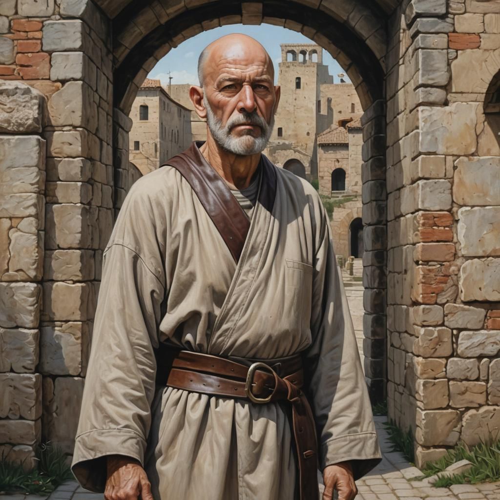 Photorealistic Image of an Old Man in Roman Setting