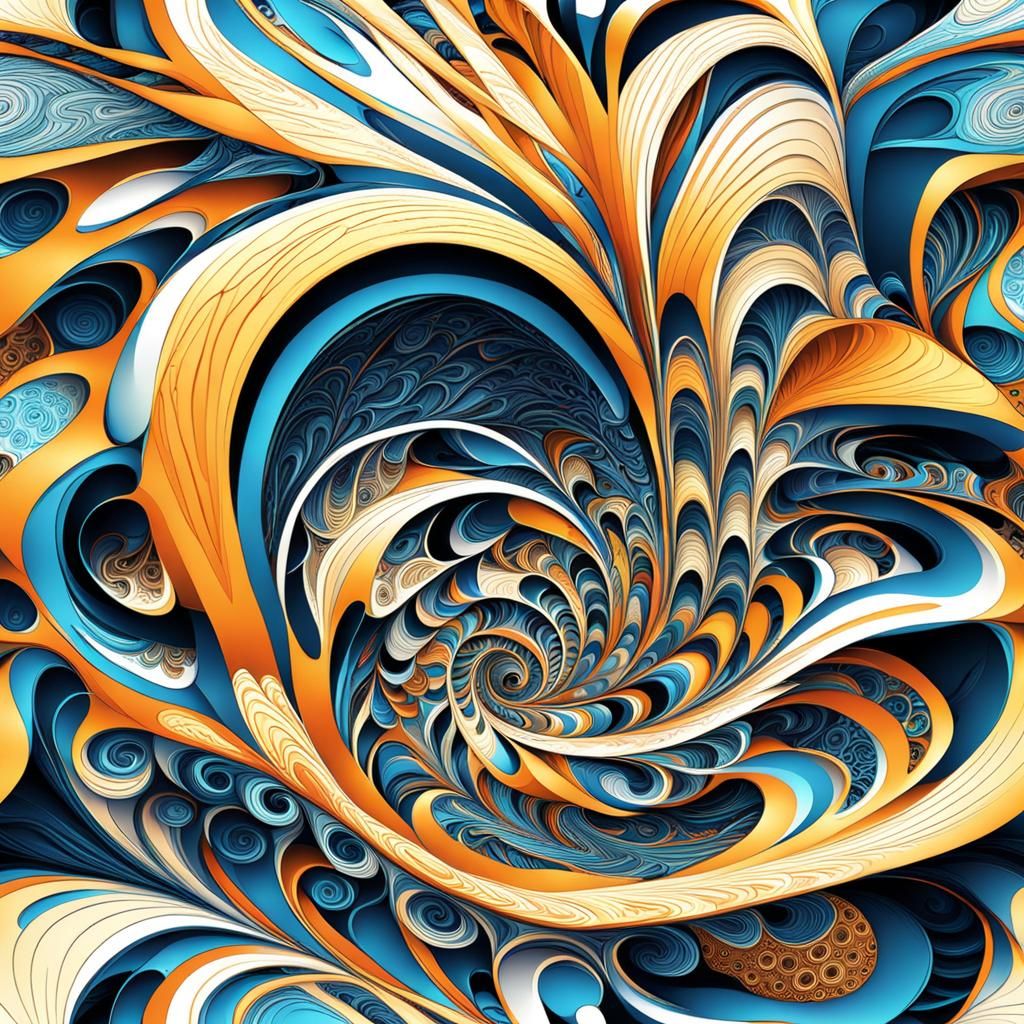 Abstract Fractal Design with Wave Function and Zentangle