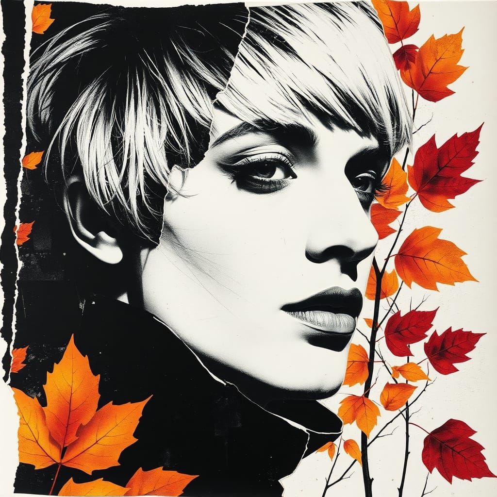 Dada-Inspired Autumn Photogram Collage in Black and White