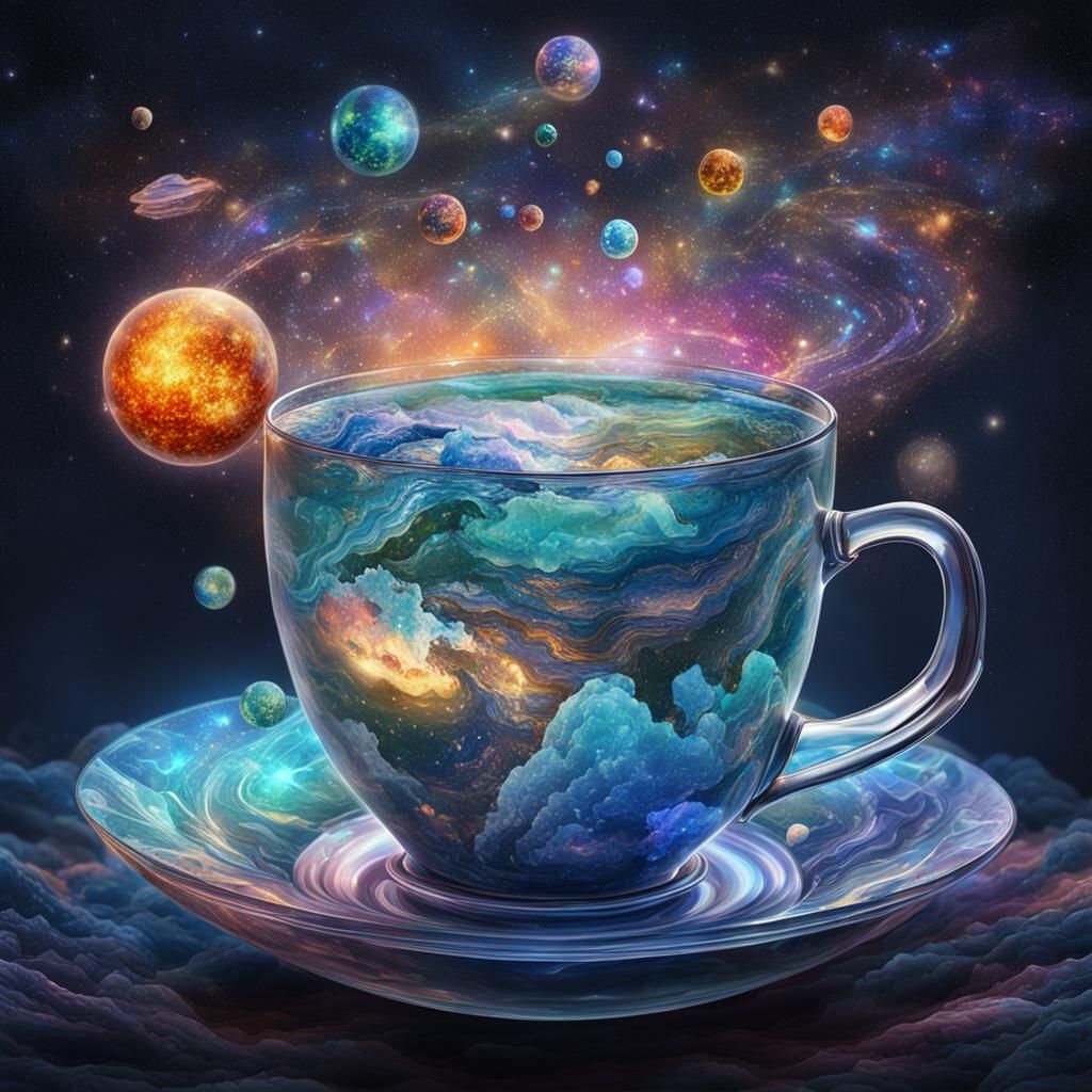 World in a Cup: Cosmic Holographic Illustration