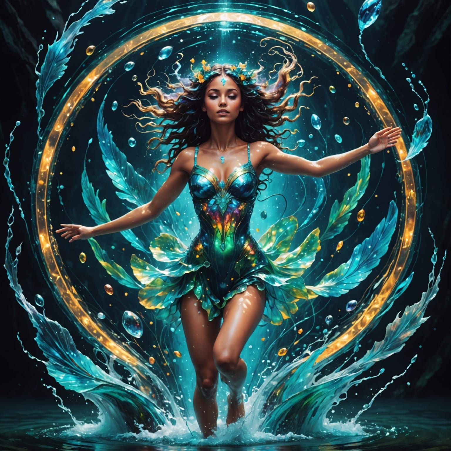 Cosmic Water Nymph Soars Through the Astral Realm