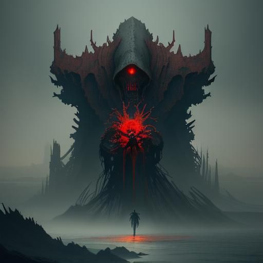 Gaunt Figure in Dark Fantasy Matte Painting