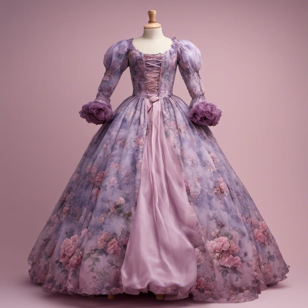 Rococo Princess Dress with Floral Print
