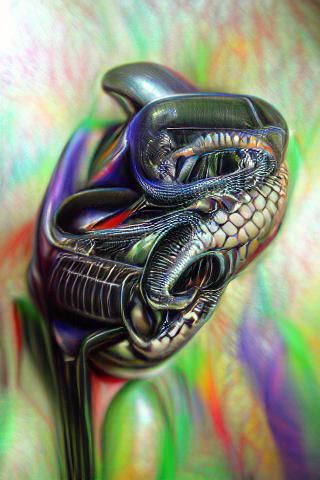 alien cobra H.R. Giger psychedelic 8k resolution hyperrealism