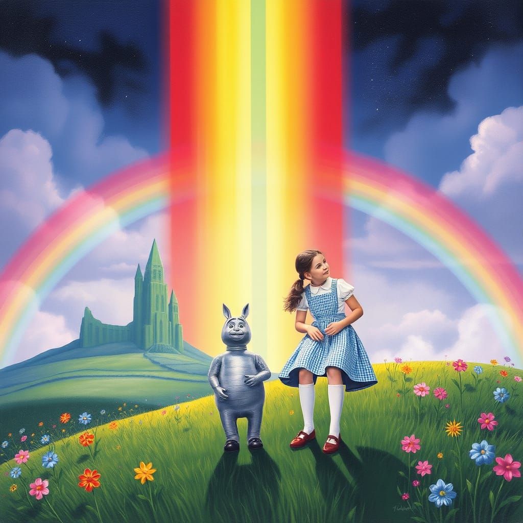 The Wizard of Oz, Dorothy and Toto beneath the rainbow 🌈