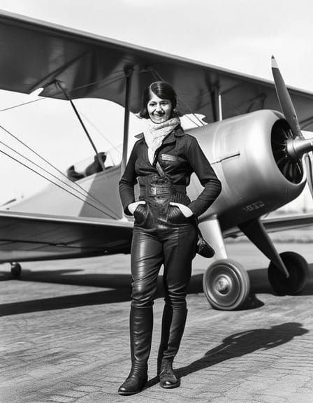 1920s Female Pilot in Vintage Adventure Photography Style