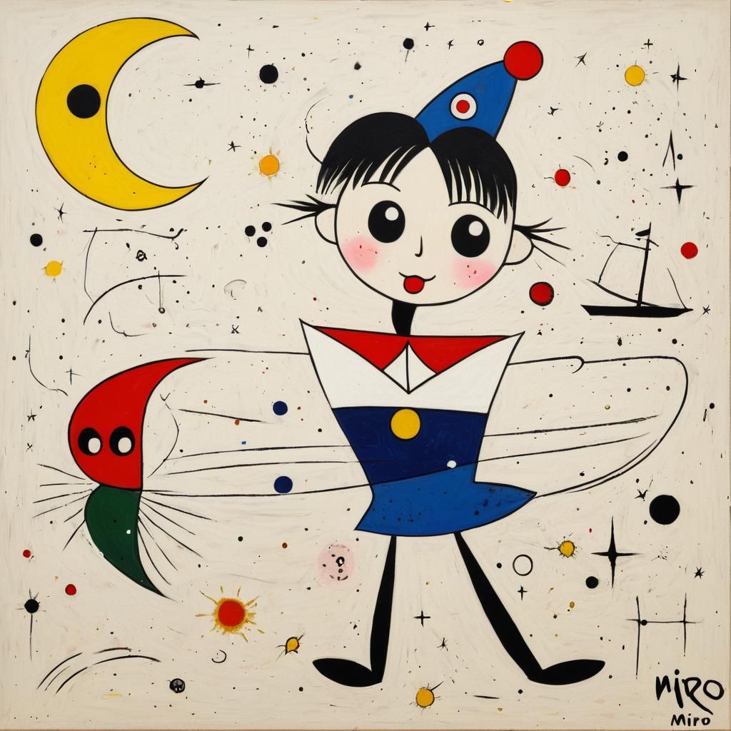 Sailor Moon in Style of Joan Miro Painting