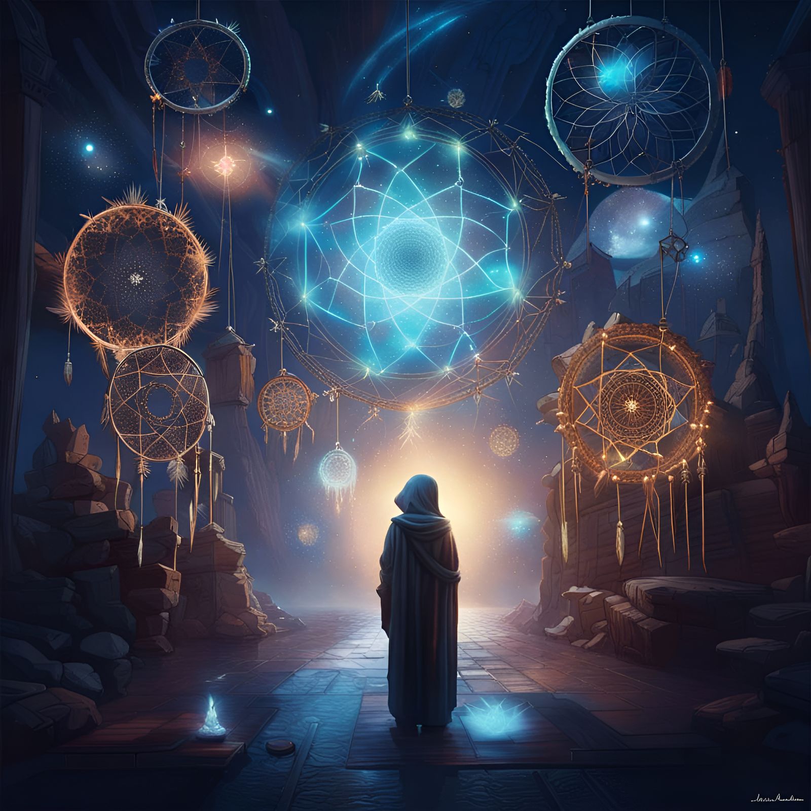 Intergalactic Dreamcatchers in Dual Exposure Art