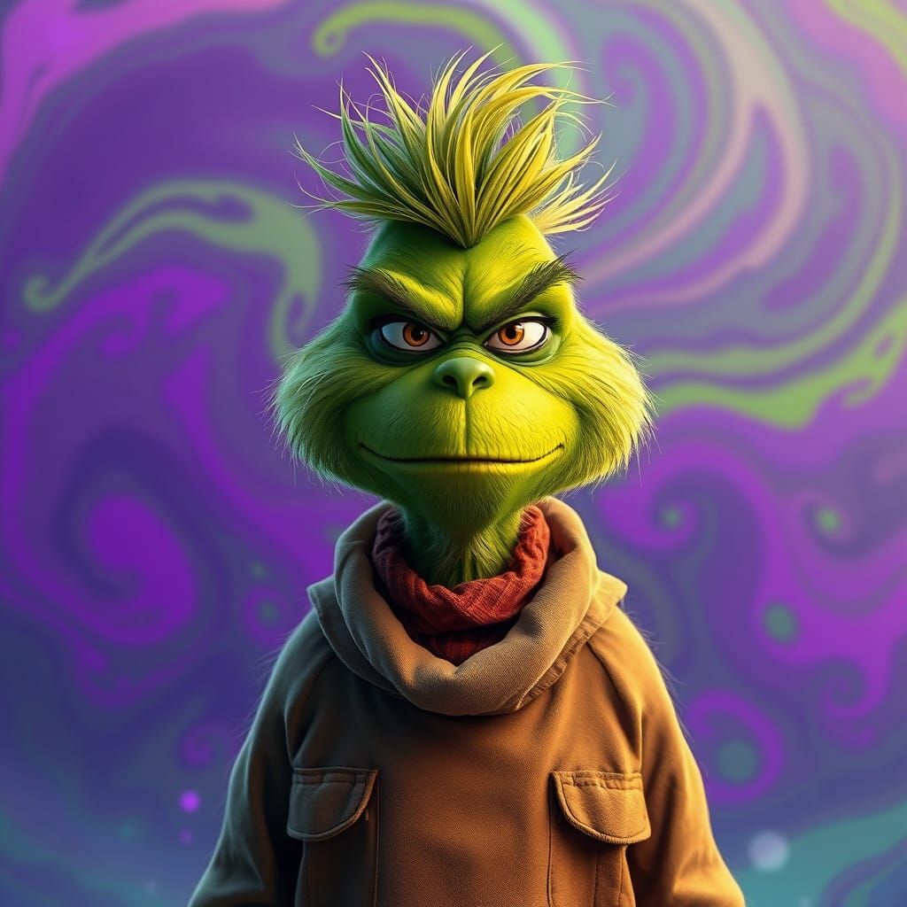 The Laid-Back Grinch in Whimsical Fantasy Landscapes