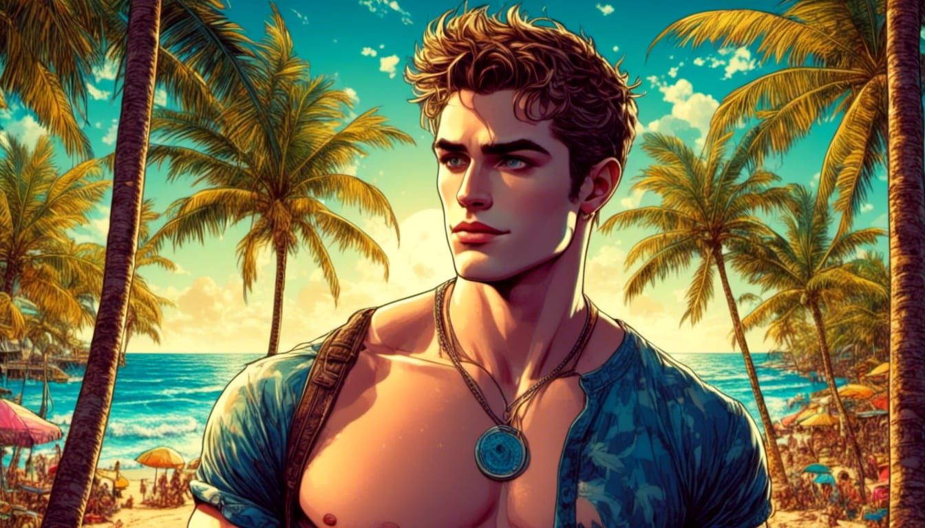 Edward from Twilight Sunbathing in Comic Style