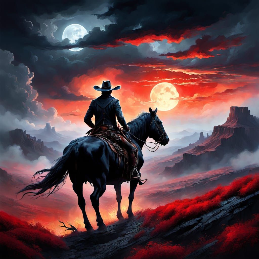 Ghostly Riders Chase a Herd of Cattle in a Breathtaking Art ...