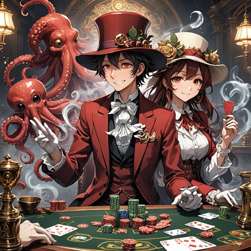 Victorian Octopus Dream Demon Playing Poker