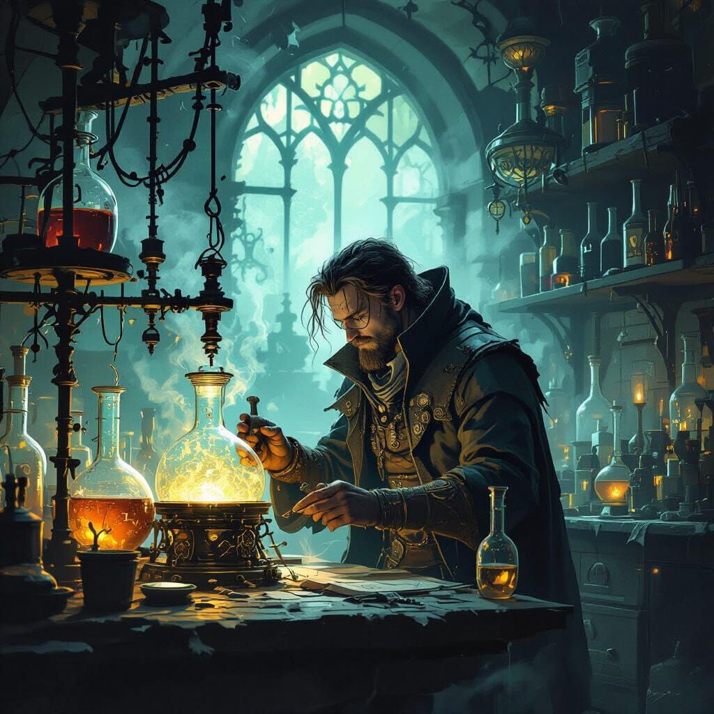 Alchemist's Dark Lab: Strange Experiments & Fumes