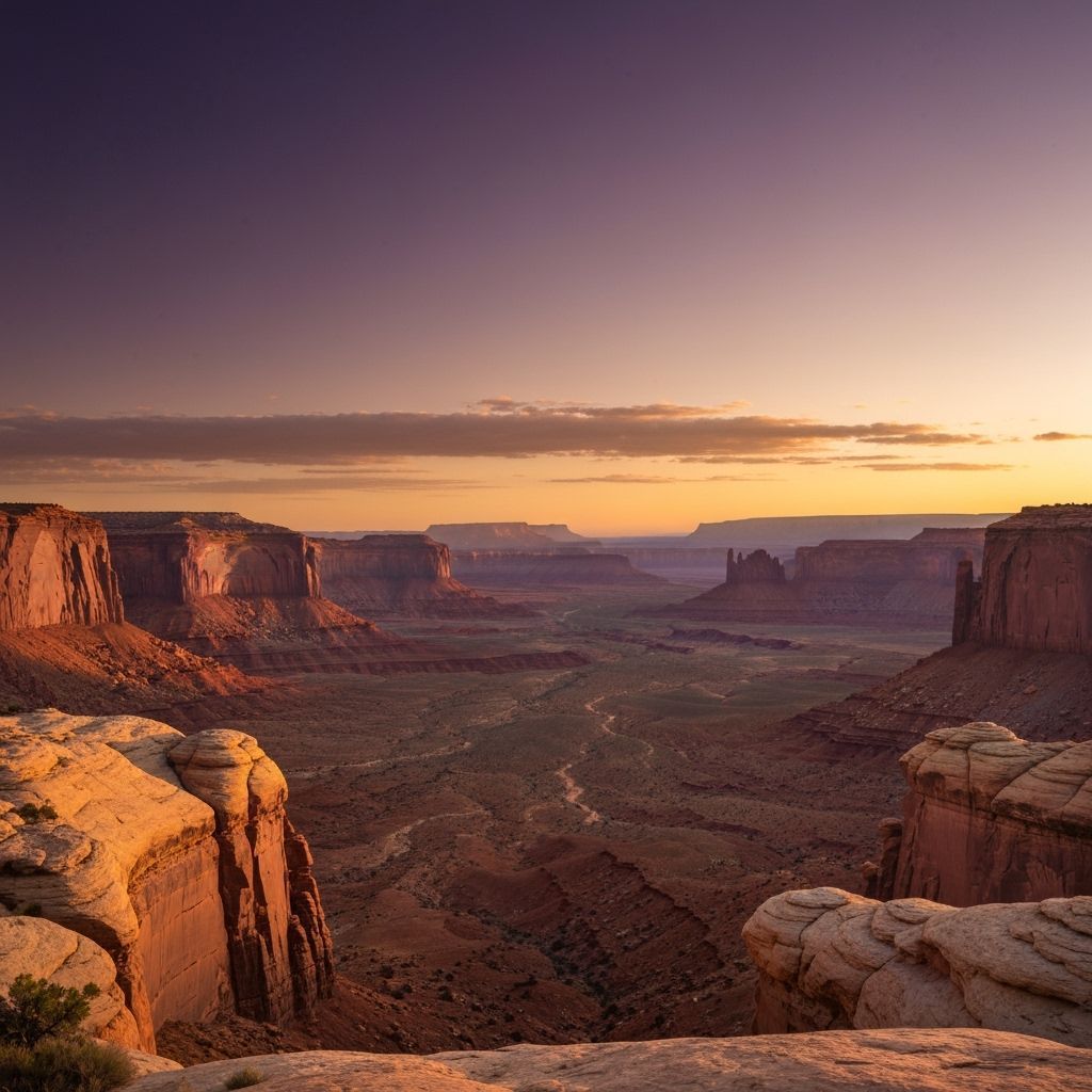 Sunset in Utah Desert Valley as Landscape Painting