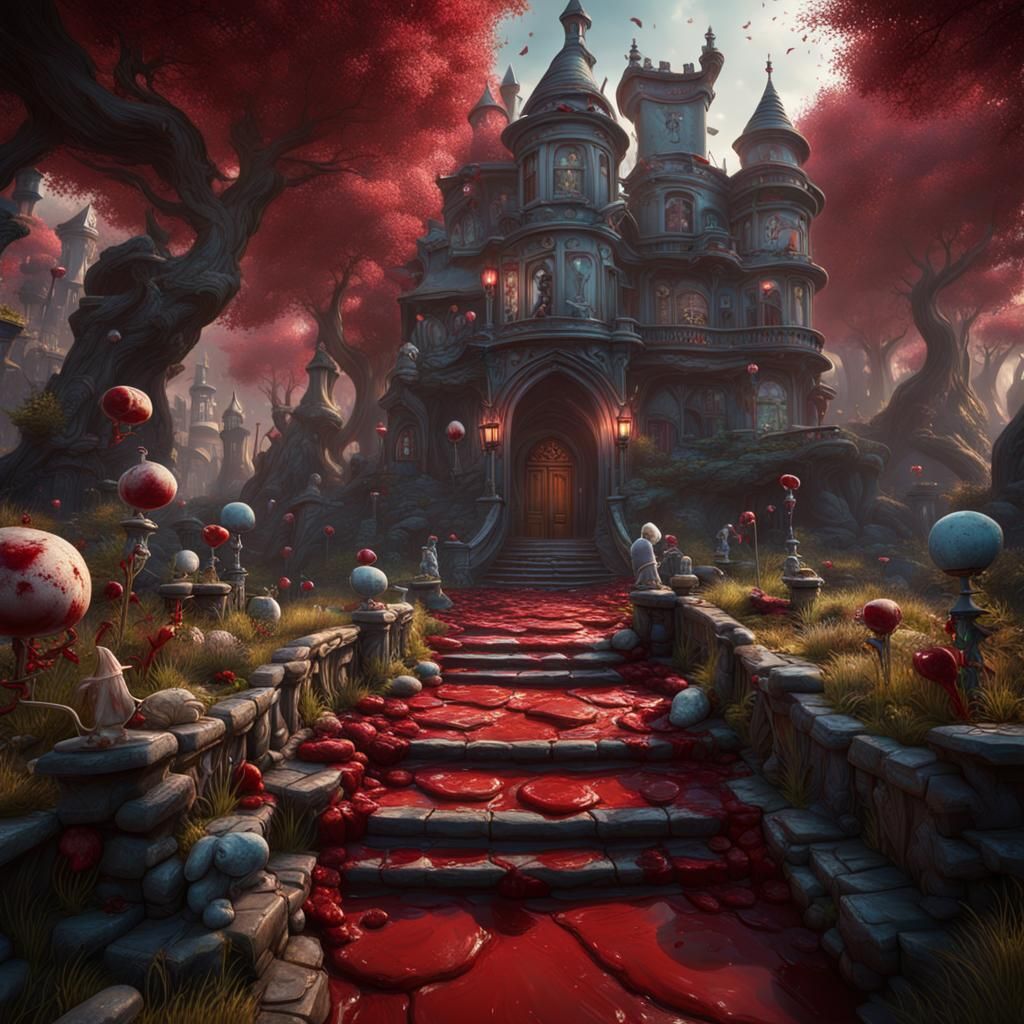 Bloody Alice in Wonderland: Detailed Matte Painting