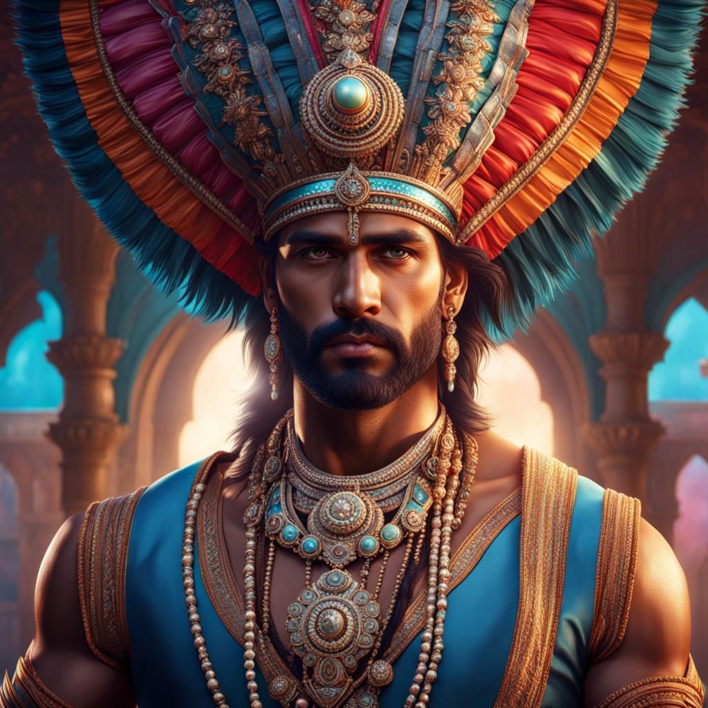 Hyperrealistic Portrait of Indian Man with Futuristic Crown