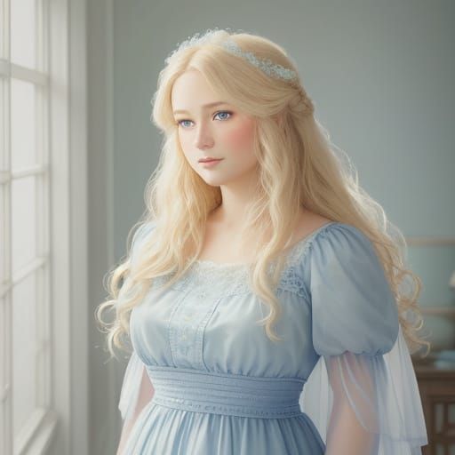 Elegant Woman in Soft Focus Watercolor Style