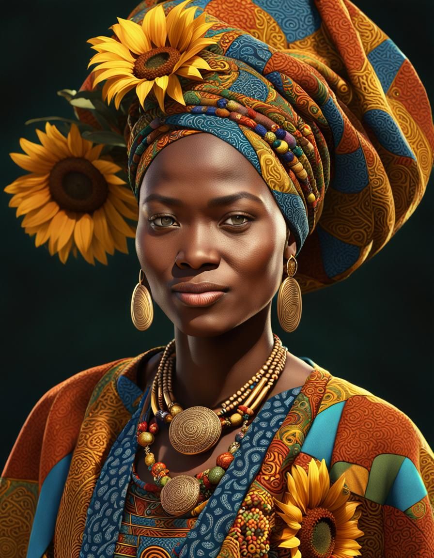 Radiant African Woman Portrait in Artgerm Style