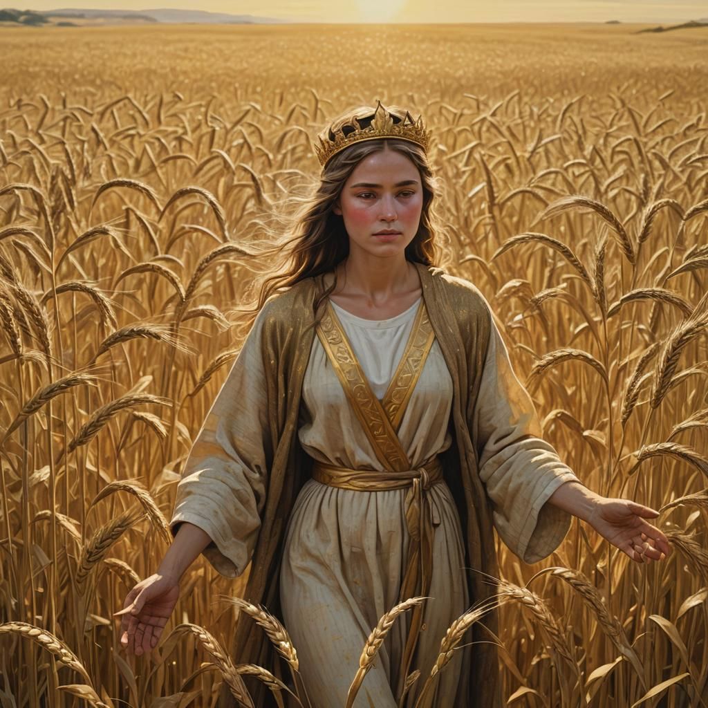 Golden Harvest Scene in Pastoral Style