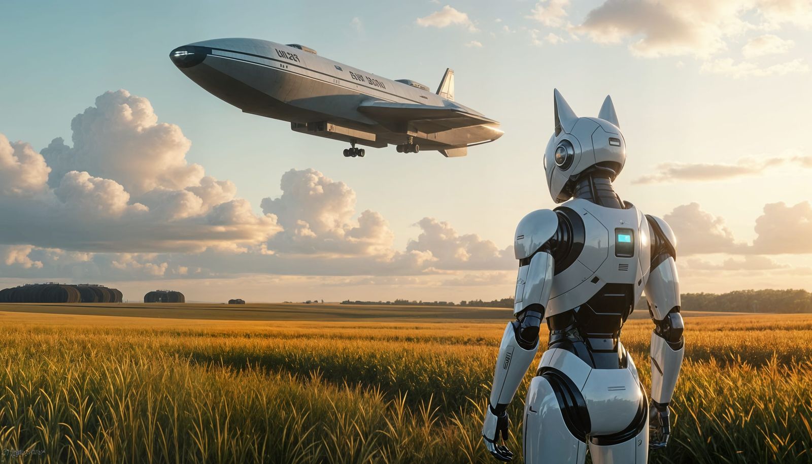Vulpine Robot Watches Space Freighter Land in Iowa Spaceport