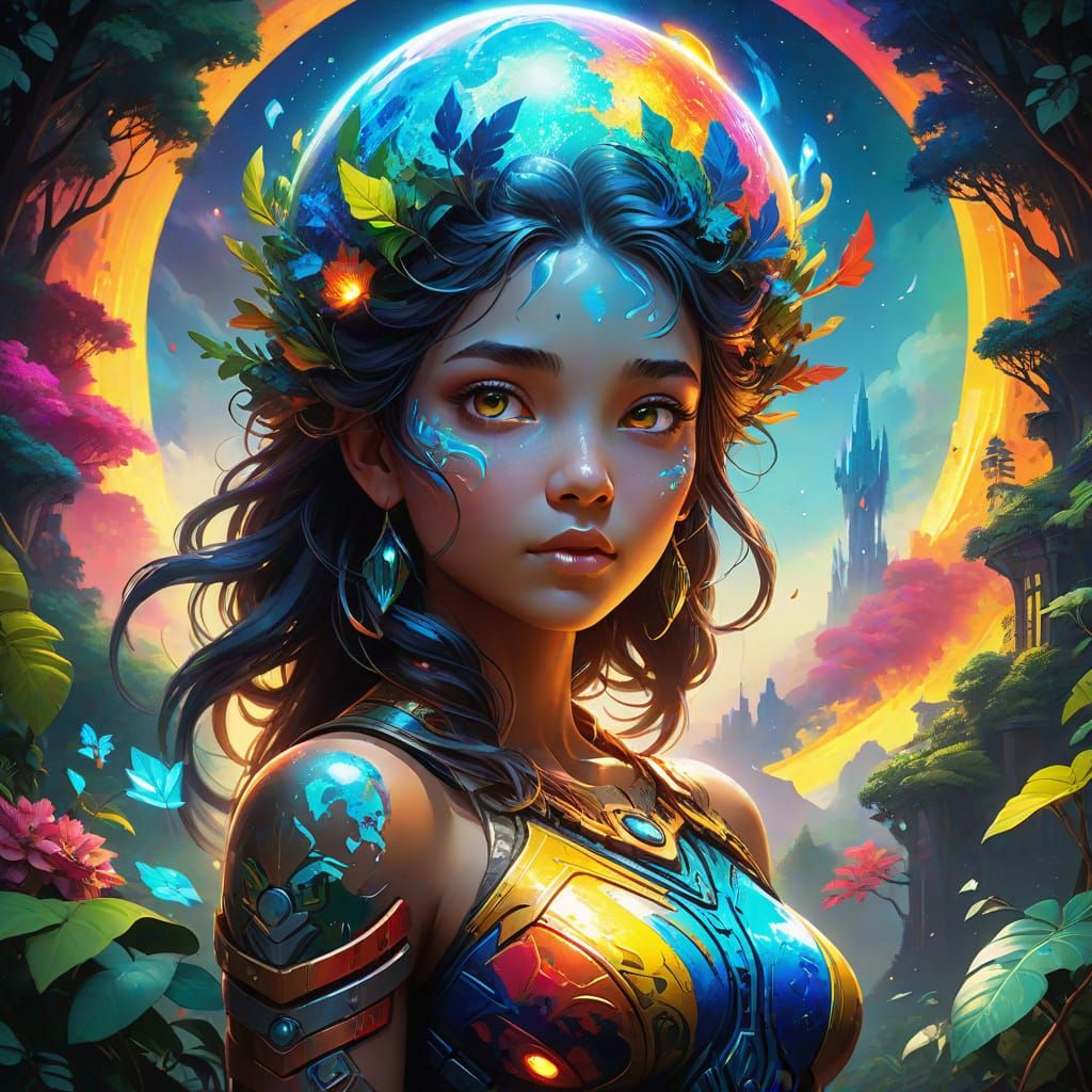 Ethereal Gaia in Vibrant, Cinematic Environment