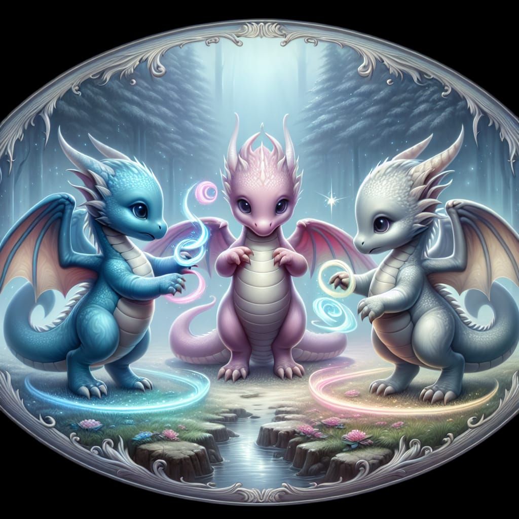 Baby Dragons Play Ring-Around-the-Rosie in Fairy Forest