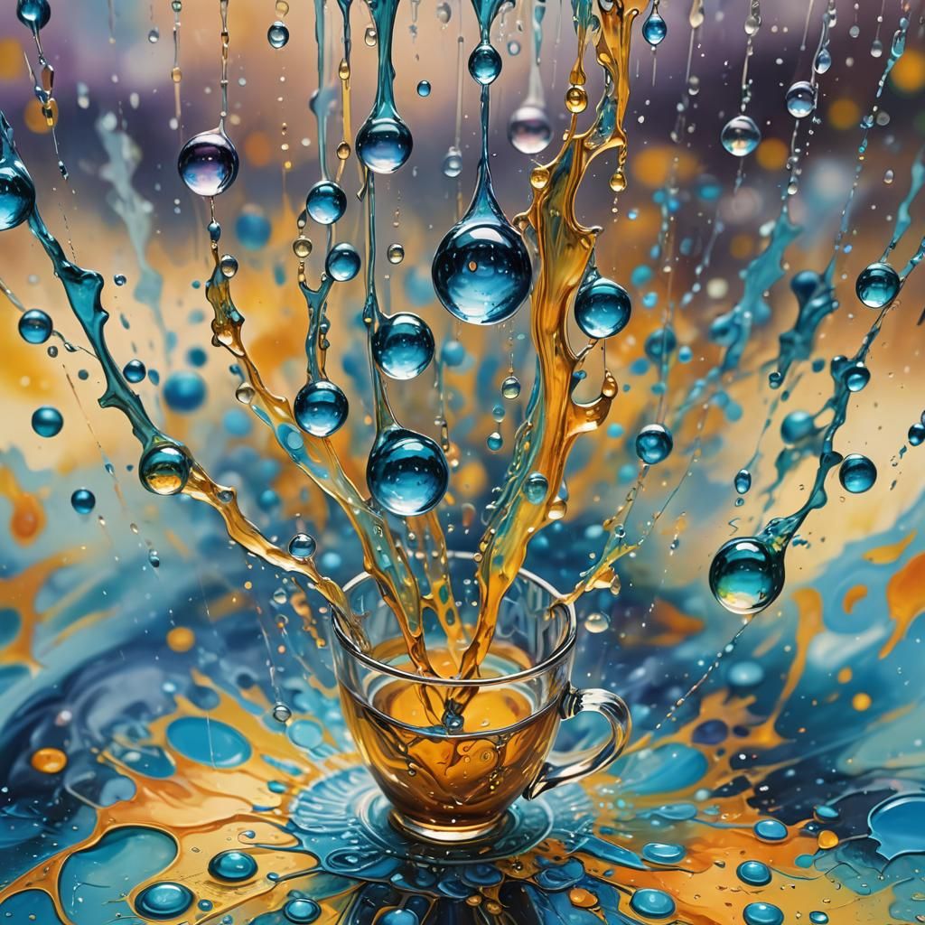 Fractal Neo-Impressionistic Water Droplets in Pastel Colors