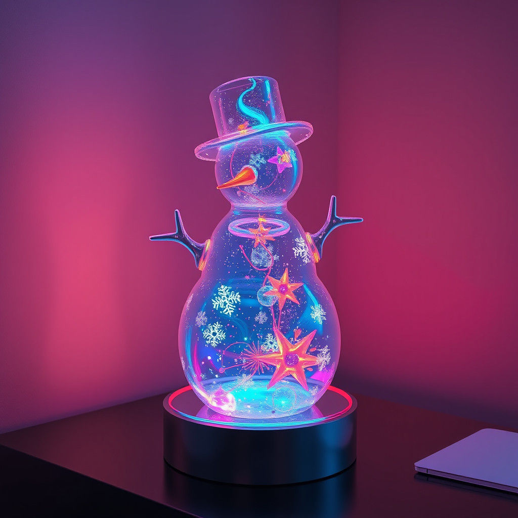 Neon Glass Snowman Lamp in Matte Painting Style