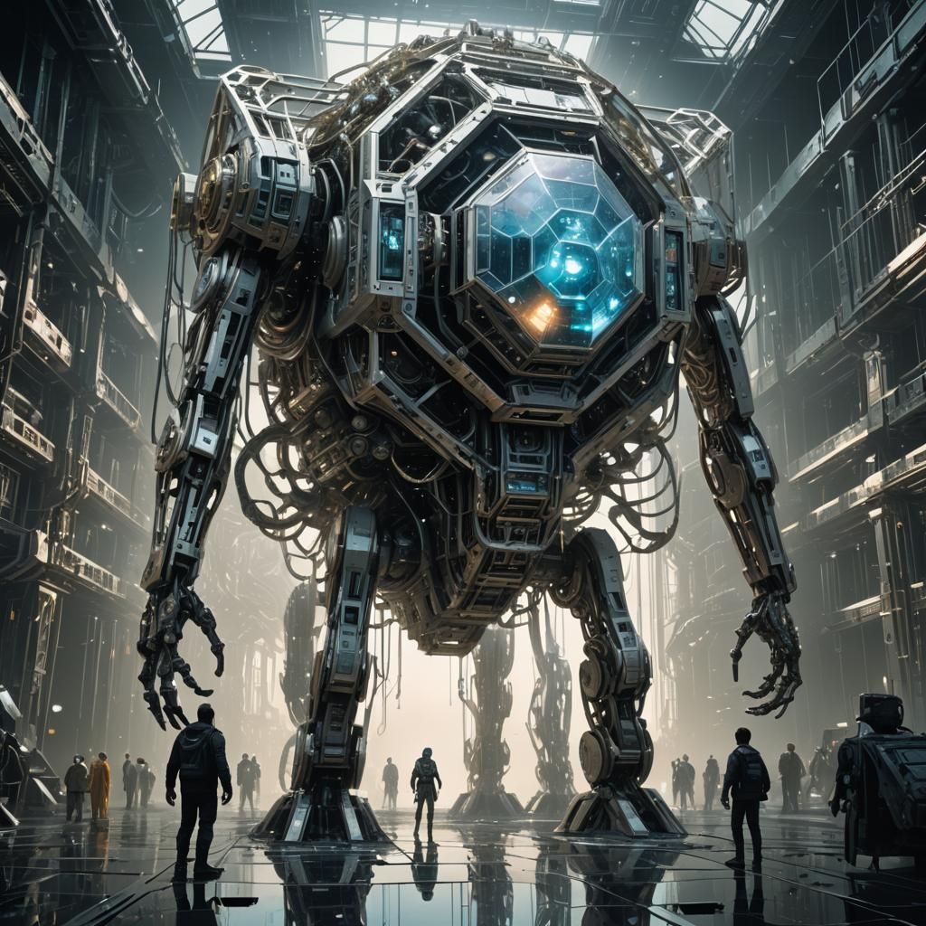 Sci-Fi Hypercube Scene with Medusan Entity