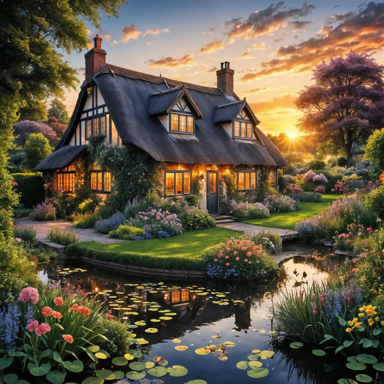 Stunning English Countryside Cottage at Sunset