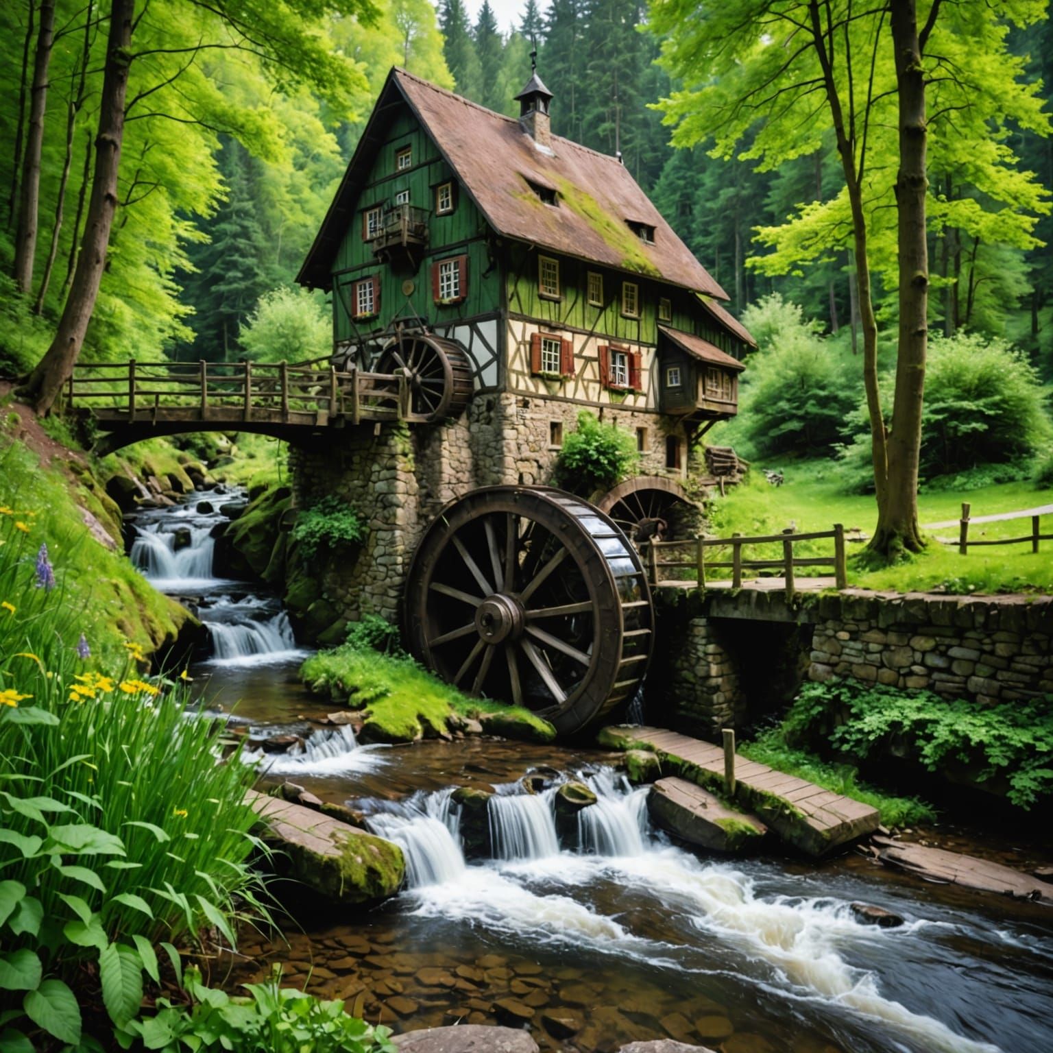 Magical Mill in a Grimm's Fairy Tale Style
