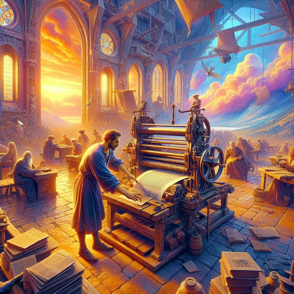 Gutenberg Printing Bible: 15th Century Matte Painting