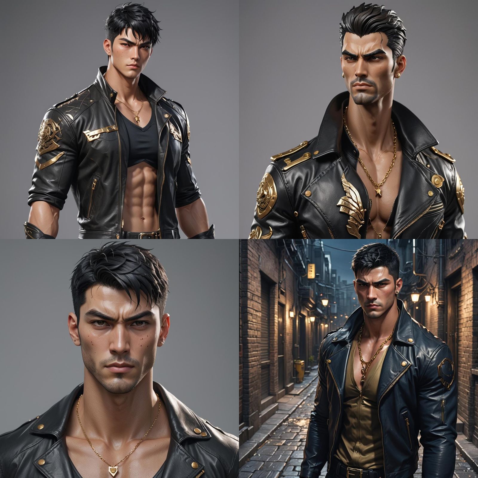 Dangerous Anime Man with Leather Jacket in 3D