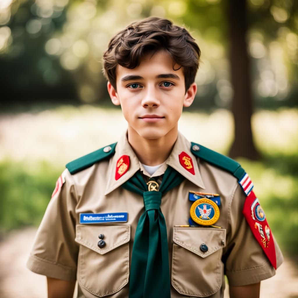 Teenage Boy in Scout Uniform, Professional Photography