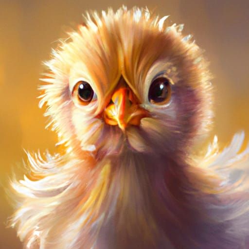 Cute Baby Chick Portrait in Hyperdetailed Style
