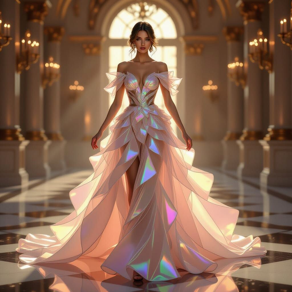 Ethereal Glass Dress Like Rose Petals