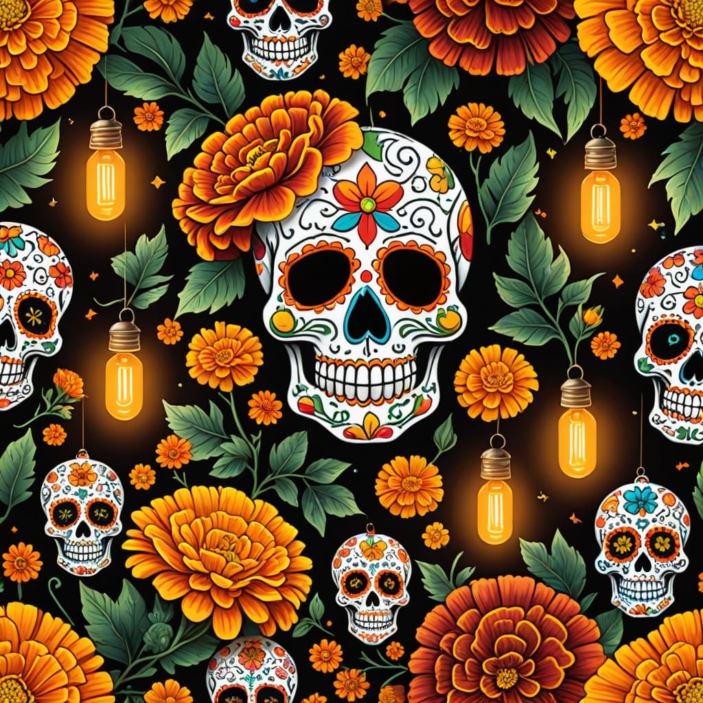 Day of the Dead Christmas Tree with Sugar Skulls