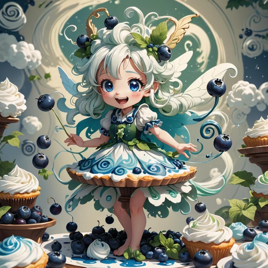 Blueberry Cream Fairy in Anime Style