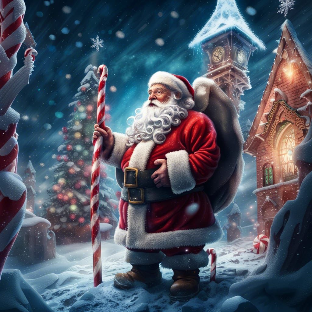 Santa Claus Portrait in North Pole, Detailed Matte Painting